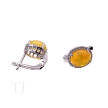 Load image into Gallery viewer, Ethiopian Opal Cabochon Earrings in Sterling Silver