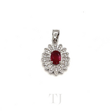 Load image into Gallery viewer, Ruby sunflower shaped pendant in sterling silver