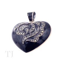 Load image into Gallery viewer, Black Onyx Heart Shape Pendant in Sterling Silver