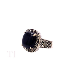 Load image into Gallery viewer, Black Onyx Square Cabochon Ring in Sterling Silver