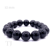 Загрузить изображение в средство просмотра галереи, Black onyx 12 mm bead bracelet with elastic string
