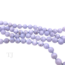 Load image into Gallery viewer, closer view of Blue Lace Agate bead long necklace