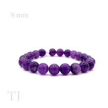 Cargar imagen en el visor de la galería, Amethyst 8 mm bead sized bracelet