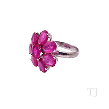 Cargar imagen en el visor de la galería, Ruby Flower Ring in Stelring Silver