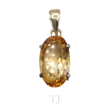 Load image into Gallery viewer, Yellow Topaz Oval Pendant in Sterling Silver