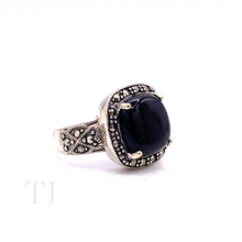 Load image into Gallery viewer, side view of Black Onyx Square Cabochon Ring in Sterling Silver