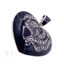 Load image into Gallery viewer, Black Onyx Heart Shape Pendant in Sterling Silver
