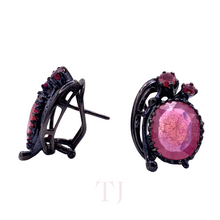 Cargar imagen en el visor de la galería, Ruby Oval Cut Earrings in Sterling Silver