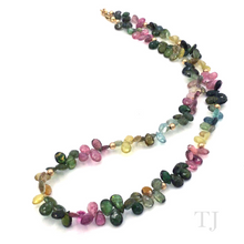 Load image into Gallery viewer, Multi-colored Tourmaline Flower Chip Necklace in 14k Gold