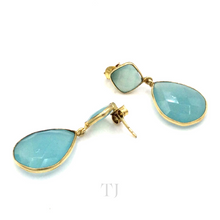 Load image into Gallery viewer, Blue Quartz Faceted stones in sterling silver setting earrings