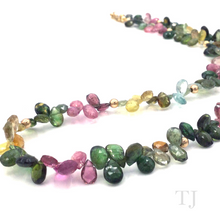 Load image into Gallery viewer, Multi-colored Tourmaline Flower Chip Necklace in 14k Gold