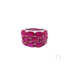 Cargar imagen en el visor de la galería, Ruby Triple Line Ring in Sterling Silver