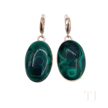 Load image into Gallery viewer, Malachite Oval Earrings in Sterling Silver