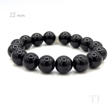 Load image into Gallery viewer, Black Tourmaline bead bracelet, 12mm bead size