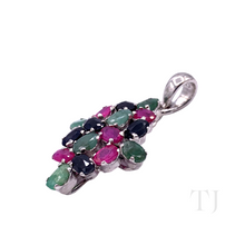 将图片加载到图库查看器,925 纯银多宝石菱形吊坠