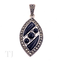 Load image into Gallery viewer, Black Onyx Stones in Sterling Silver Pendant
