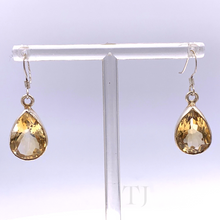 Load image into Gallery viewer, Citrine Tear Drop Cut Earrings in Sterling Silver