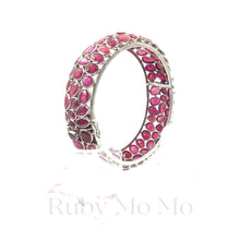 Load image into Gallery viewer, Ruby Bangle Bracelet in Sterling Silver (White Gold Coated)