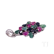 将图片加载到图库查看器,925 纯银多宝石菱形吊坠
