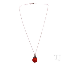 Загрузить изображение в средство просмотра галереи, Red Coral Pendant with Sterling Silver Box Style Chain