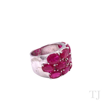 Cargar imagen en el visor de la galería, Ruby Triple Line Ring in Sterling Silver