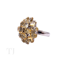 将图片加载到图库查看器,Citrine faceted cut stones in flower shaped sterling silver ring