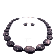 Load image into Gallery viewer, Black Onyx Flat Oval Necklace & Earrings Set