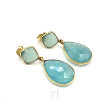 Load image into Gallery viewer, Blue Quartz Faceted stones in sterling silver setting earrings
