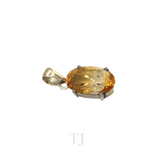 Load image into Gallery viewer, Yellow Topaz Oval Pendant in Sterling Silver