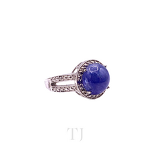 Load image into Gallery viewer, Tanzanite Round Cabochon Ring in Sterling Silver