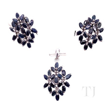 Load image into Gallery viewer, Sapphire Flowers in Rhombus Sterling Silver Set