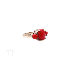 Load image into Gallery viewer, Coral Cabochon Ring in Sterling Silver