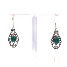 Load image into Gallery viewer, Malachite Antique Earrings in Sterling Silver