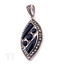 Load image into Gallery viewer, Black Onyx Stones in Sterling Silver Pendant