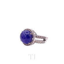 Load image into Gallery viewer, Tanzanite Round Cabochon Ring in Sterling Silver