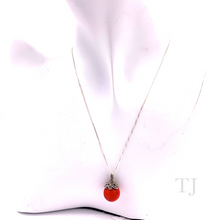 Загрузить изображение в средство просмотра галереи, Red Coral Pendant with Sterling Silver Box Style Chain