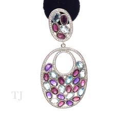 Load image into Gallery viewer, Multi Gemstones Double Oval Shape Earrings in Sterling Silver