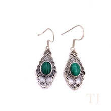 Load image into Gallery viewer, Malachite Antique Earrings in Sterling Silver