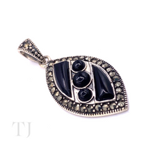 Load image into Gallery viewer, Black Onyx Stones in Sterling Silver Pendant