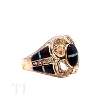 Загрузить изображение в средство просмотра галереи, side view of Black Onyx with Opal Ring in Sterling Silver