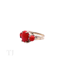 Load image into Gallery viewer, Coral Cabochon Ring in Sterling Silver