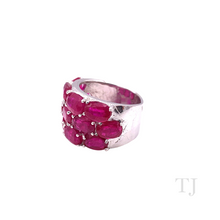 Cargar imagen en el visor de la galería, Ruby Triple Line Ring in Sterling Silver