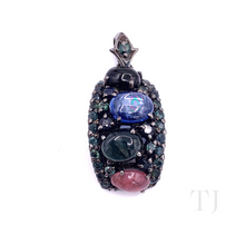 Загрузить изображение в средство просмотра галереи, Multi Colored Tourmaline Curved Pendant in Sterling Silver