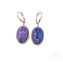Load image into Gallery viewer, Blue Lace Agate Oval cabochon earrings in sterling silver
