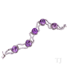 Cargar imagen en el visor de la galería, Amethyst faceted cut bracelet in sterling silver