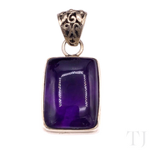 Load image into Gallery viewer, Amethyst Square Cabochon Pendant in sterling silver