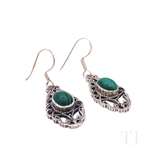 Load image into Gallery viewer, Malachite Antique Earrings in Sterling Silver