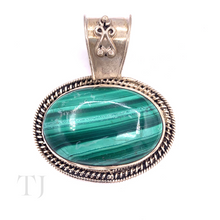 Load image into Gallery viewer, Malachite Oval Cabochon Pendant in Sterling Silver