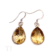 Load image into Gallery viewer, Citrine Tear Drop Cut Earrings in Sterling Silver