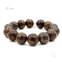 将图片加载到图库查看器,bronzite bead bracelet with elastic string, 14 mm bead size